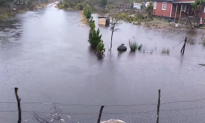 Inundaciones por intensas lluvias en el norte de Ancud